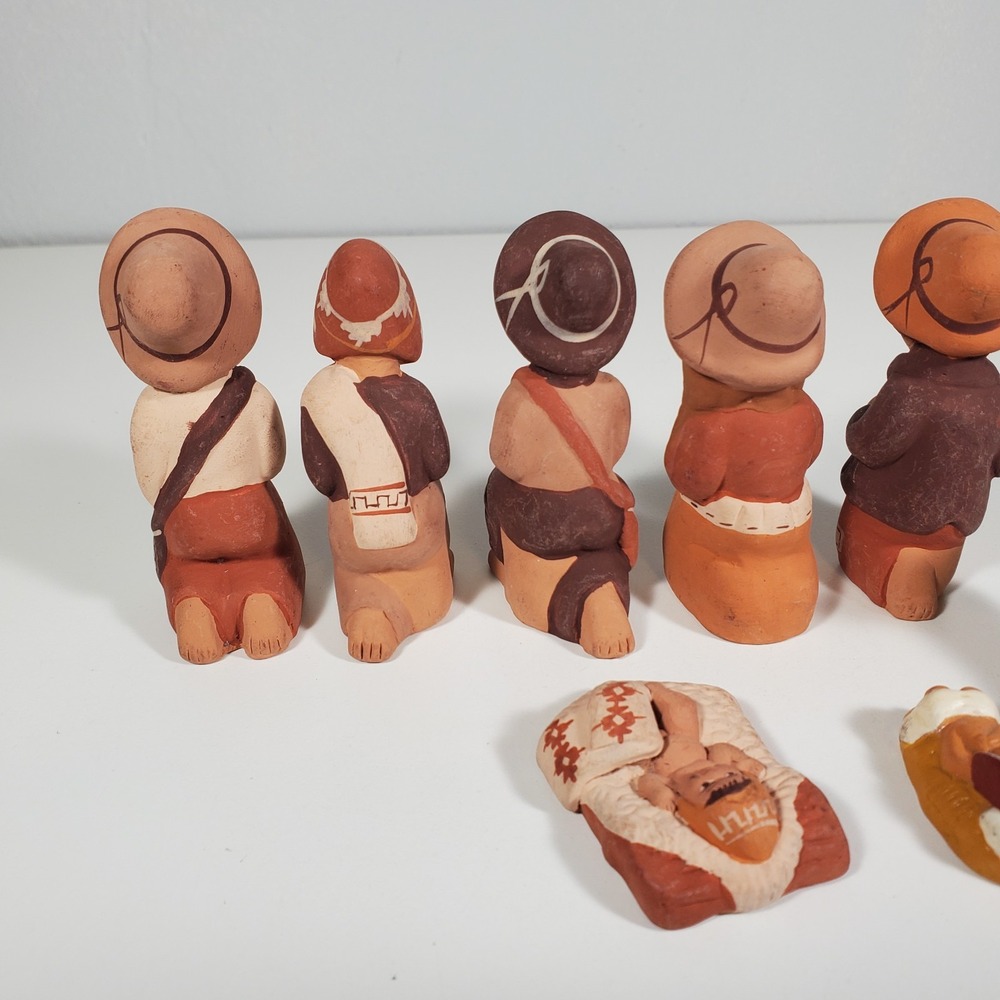Peruvian Nativity 3" Figurines Hand Painted Clay Pottery Mini Folk Art Andean - Picture 7 of 10